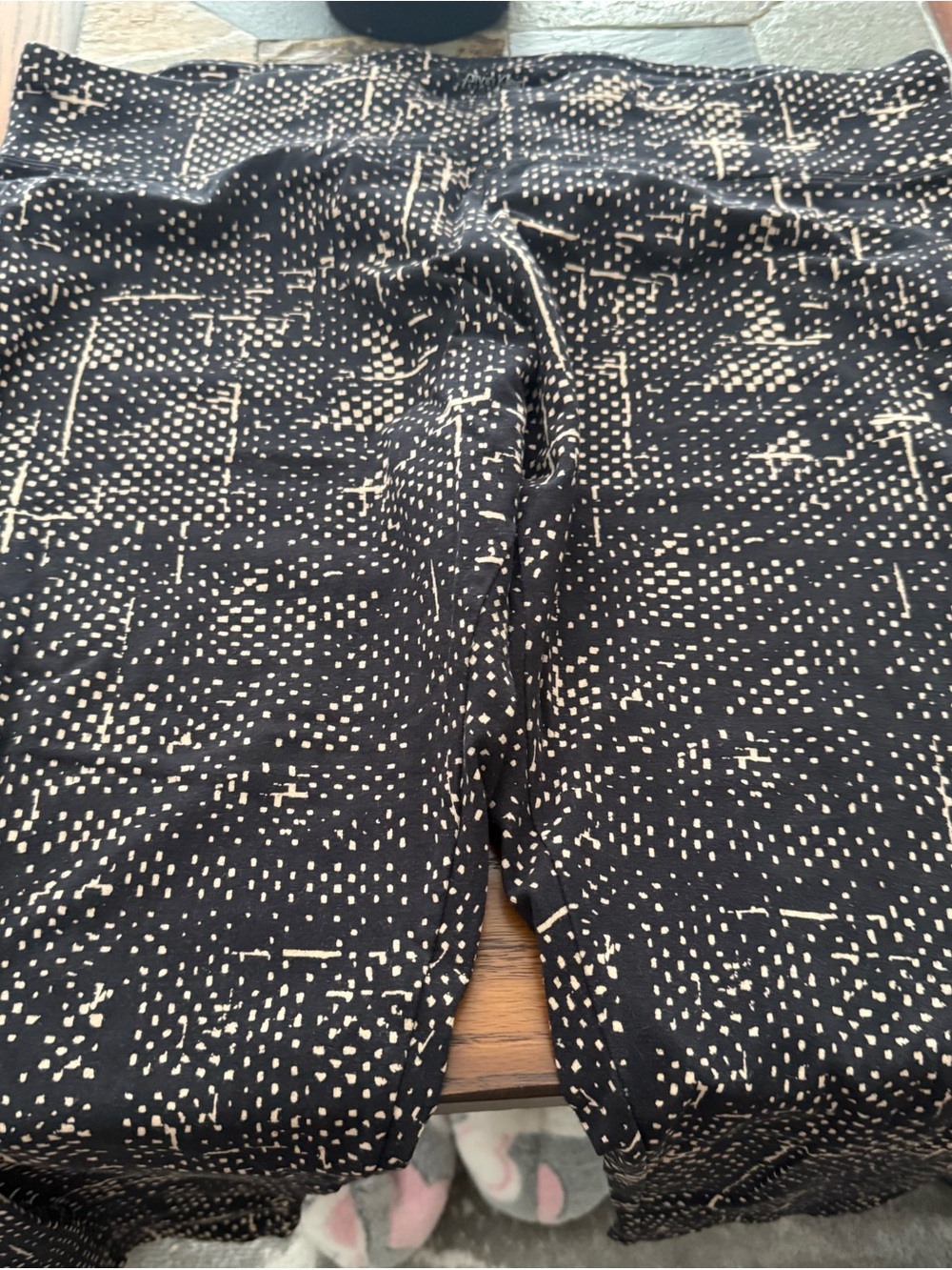 Calvin Klein Black and Cream Patterned Stretch Pants